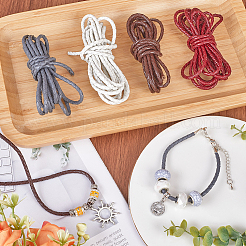 8м 4-х цветных круглых плетеных шнуров из коровьей кожи WL-SC0001-02