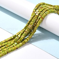 ナチュラルインペリアルジャスパービーズ連売り  染め  正方形  黄緑  4~4.5x4~4.5x2mm  穴：0.5mm  約194個/連  15.75''（40センチメートル）&nbsp;G-P460-05D