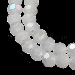 ジェイド風ガラスビーズ連売り  ファセット（32ファセット）  ラウンド  ホワイト  3mm  穴：0.8mm  約163~166個/連  50~51cm&nbsp;EGLA-A035-J3mm-L05