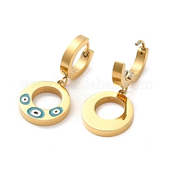Ионное покрытие (ip) 304 нержавеющая сталь эмаль пончик с сглазом серьги-кольца для женщин STAS-D089-16G