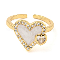 Открытое кольцо на палец из латуни с микропаве и кубическим цирконием&nbsp;RJEW-C069-04G