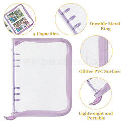 1 шт. обложка для книги формата А5 из блестящего ПВХ-пластика с тремя кольцами и застежкой-молнией AJEW-FH0004-78