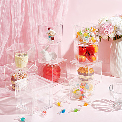 12 шт. 3 стиля квадратный прозрачный пластиковый акриловый витринный шкаф для минифигурок AJEW-NB0005-74