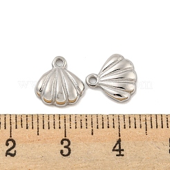 変色しない304ステンレススチールチャーム  シェルシェイプチャーム  ステンレス鋼色  9.5x9.5x2mm  穴：1.2mm&nbsp;STAS-P356-30P