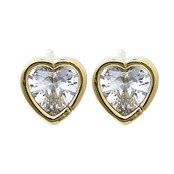Женские серьги-гвоздики из латуни с микропаве и прозрачным кубическим цирконием EJEW-F363-02G