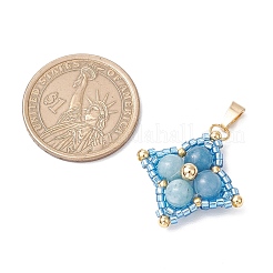 Подвески в форме звезды из окрашенного натурального синего кварца и стеклянных бусин&nbsp;PALLOY-MZ00692-01