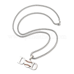 202 нержавеющая сталь эмалированная коробка цепи спортивный мяч подвеска ожерелье для мужчин NJEW-K380-01A-02