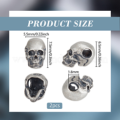 2 шт. 925 бусины в форме черепа из стерлингового серебра FIND-BC0014-28B