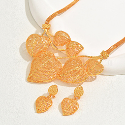 Комплекты серег и ожерелий из винтажного сплава с полыми листьями для женщин&nbsp;WC5565