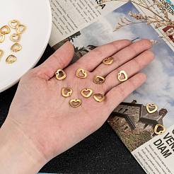 イオンプレーティング（IP）304ステンレススチールオープンハートチャーム  中空  ゴールドカラー  11x11x1mm  穴：1mm&nbsp;STAS-M208-15