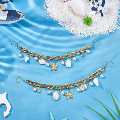 2 Stück Ozean-Thema Aluminium-Kabelketten Stiefelriemenketten&nbsp;HJEW-SP00030