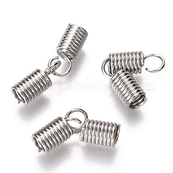 変色に強い304ステンレススチール製ターミネーター  コイルコードエンド  ステンレス鋼色  10x4.5mm  穴：3mm  内径：3mm&nbsp;STAS-C018-24P-02