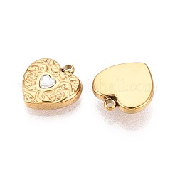 Подвески в форме сердца из нержавеющей стали 304 с кристаллами и стразами&nbsp;STAS-T071-17G