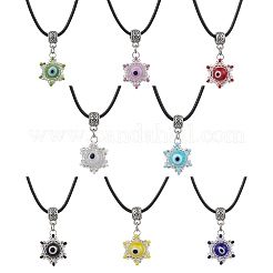 Ожерелья с подвесками из стеклянных бусин и лампворка от сглаза ручной работы NJEW-MZ00092