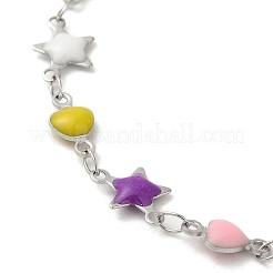 Ожерелье из нержавеющей стали 304 со звездой и сердечком&nbsp;NJEW-H018-01P