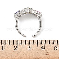 Латунные микро проложить манжеты кольца кубического циркония RJEW-H256-01P-01