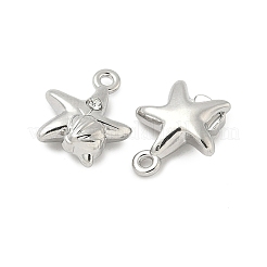 合金ラインストーンチャーム  ラックめっき  鉛フリー＆カドミウムフリー  プラチナ  ヒトデ  14x11.5x4mm  穴：1.4mm&nbsp;PALLOY-F316-02A-P