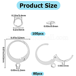 80 шт. фурнитура для сережек из нержавеющей стали 304&nbsp;STAS-SP0001-15