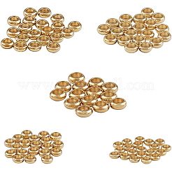 304ステンレススチールスペーサービーズ  ロンデル  混合サイズ  ビーズコンテナ付  ゴールドカラー  6.8x5.2x1.1cm  約100個/箱&nbsp;STAS-UN0001-81G