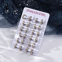 Серьги-кольца из нержавеющей стали Sand Flash 304 для женщин&nbsp;EJEW-M001-23GP