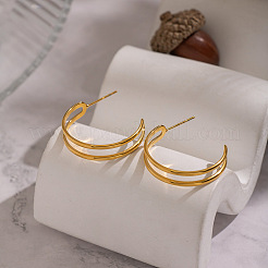 Двухслойные серьги-гвоздики С-образной формы из нержавеющей стали 304&nbsp;WU2409