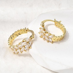 Серьги-кольца из листовой латуни с микропаве из кубических цирконий&nbsp;EJEW-P333-03G