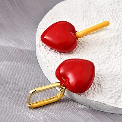 Серьги-кольца из латуни в форме сердца EJEW-D314-02G