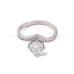 Латунные микро проложить кубического циркония кольца RJEW-R146-06A-P