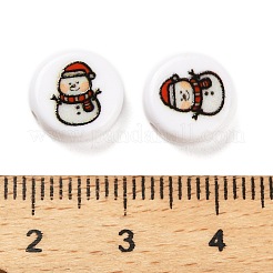 Weihnachtsmotiv bedruckte undurchsichtige Acrylperlen&nbsp;OACR-R004-01G