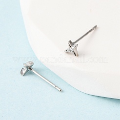 Messing Micro Pave klare Zirkonia Stern Ohrstecker&nbsp;EJEW-L278-06P