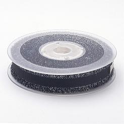 ポリエステルの擦り切れたグログランリボン  フリンジタッセル付き  ブラック  5/8インチ（16mm）  約100ヤード/ロール（91.44メートル/ロール）&nbsp;ORIB-G004-16mm-05