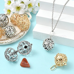 8 шт. 4 стиля подвесок из латуни с полыми круглыми клетками&nbsp;KK-YW0004-37