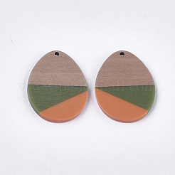 Pendentifs tricolores en résine et bois de noyer&nbsp;RESI-S358-73A