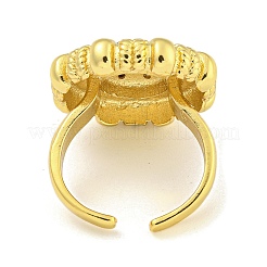 Женские кольца-манжеты из латуни с микро-паве и цветком циркония RJEW-Z042-02G-01