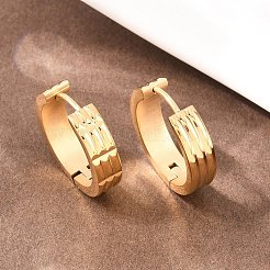 Серьги-кольца из нержавеющей стали 304 с текстурой&nbsp;EJEW-L307-07G