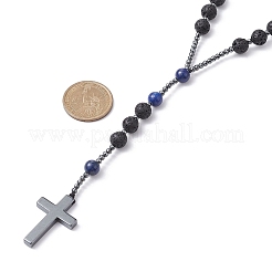 Collane di perle di rosario con lapislazzuli naturali&nbsp;NJEW-JN04461-01