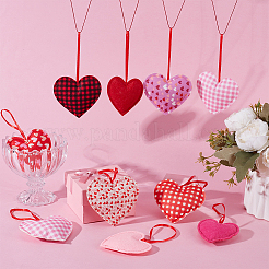 18 colgante de corazón de poliéster de 9 estilos para decorar.&nbsp;HJEW-DR0001-08