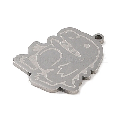 変色しない201ステンレススチールペンダント  恐竜チャーム  ステンレス鋼色  24.5x21x1.5mm  穴：1mm&nbsp;STAS-C095-36P