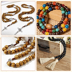 80 pièce de perles européennes en bois de 4 couleurs&nbsp;WOOD-PA0001-76