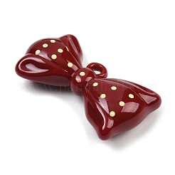 不透明アクリルエナメルの大きなペンダント  bowkont  暗赤色  32x56x15.5mm  穴：3.5mm&nbsp;OACR-B036-13C