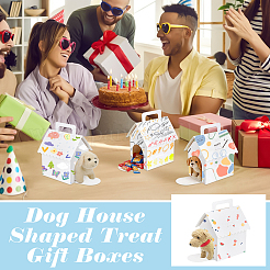 Hausförmige Geschenkboxen aus Pappe für Haustiere mit Griffen und Sichtfenster&nbsp;CON-WH0107-108