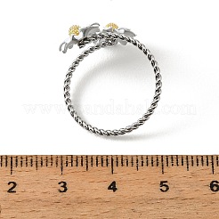 304ステンレススチール製エナメルカフオープンリング  デイジー/花  プラチナ  usサイズ8 3/4(18.7mm)&nbsp;RJEW-G379-01GP