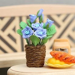 樹脂製バラ鉢植えミニチュア装飾品  マイクロランドスケープホームドールハウスアクセサリー  小道具の装飾のふりをする  コーンフラワーブルー  19x49mm&nbsp;PW-WG722C9-01
