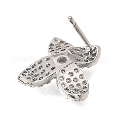 Fermoirs de boucles d'oreilles à clous en laiton sertis de micro-pavés de zircone cubique avec anneaux&nbsp;CU-CBA1682-05P