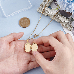 Овальные медальоны с подвеской из нержавеющей стали с принтом луны&nbsp;NJEW-NB00015