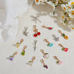 23 pièce 16 styles de décorations suspendues en alliage acrylique&nbsp;HJEW-WR0001-23