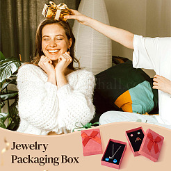 Прямоугольные бумажные подарочные коробки для хранения ювелирных изделий с бантом CON-TAC0014-12D
