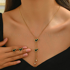 Set di gioielli in acciaio inossidabile con cuore a conchiglia e ventaglio a forma di fiore per donna&nbsp;XK7928-2