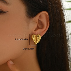 ステンレス製のスタッドのピアス  ゴールドカラー  ハート  22x20mm&nbsp;TO6247-6