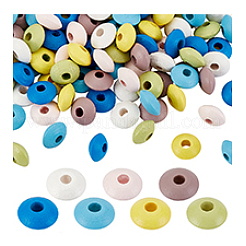 140 шт. 7-х цветные крашеные бусины из натурального бука WOOD-PH0003-11